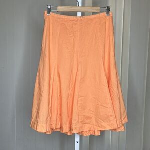 Garnet Hill A Line Peach Color Skirt Cotton Lined Ruffe Helm Pink Stitch Size 4